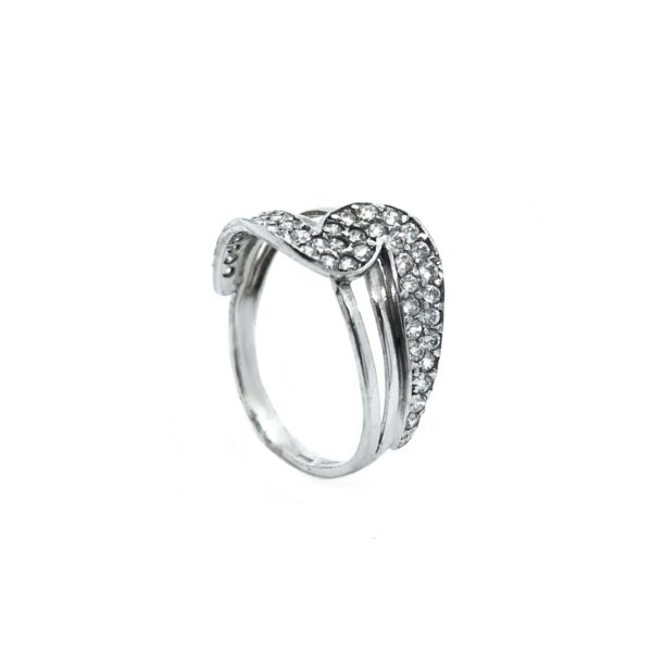 Anello Donna Oro Bianco 18kt Fascia Zirconi "S" 1 Anello Donna Oro Bianco 18kt Fascia Zirconi "S"