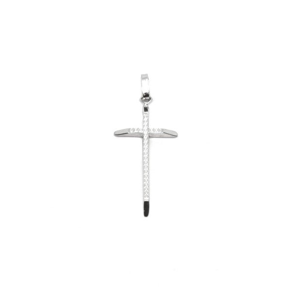 Ciondolo Donna Oro Bianco 18kt Croce Zirconi 1 Ciondolo Donna Oro Bianco 18kt Croce Zirconi