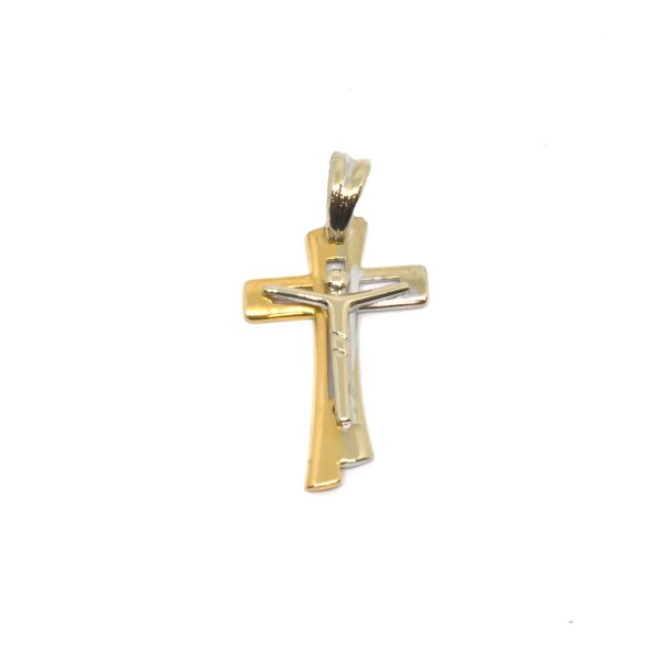 Ciondolo Uomo Oro 18kt Crocifisso Bicolor 1 Ciondolo Uomo Oro 18kt Crocifisso Bicolor