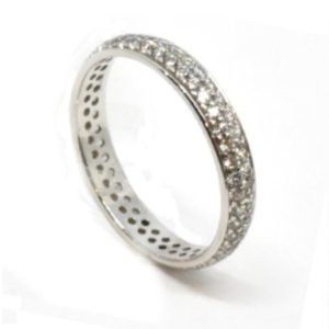 Anello donna Oro Bianco 18kt Fedina Doppia Con Zirconi