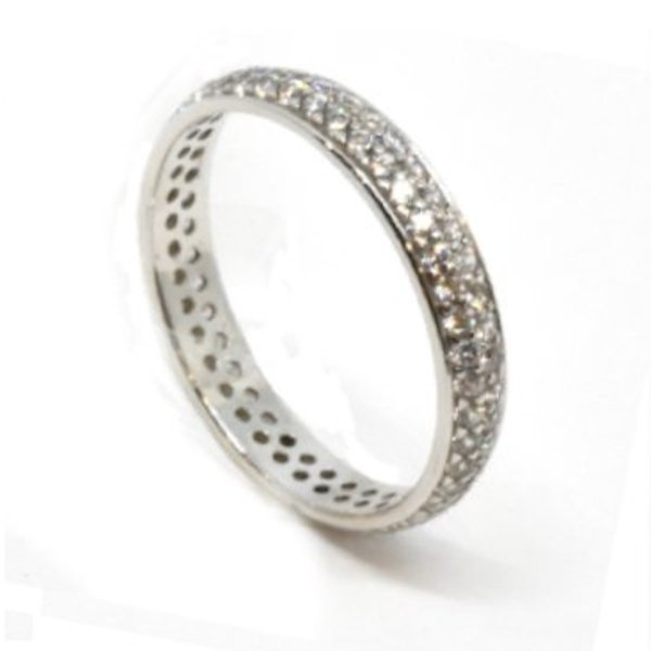 Anello donna Oro Bianco 18kt Fedina Doppia Con Zirconi 1 Anello donna Oro Bianco 18kt Fedina Doppia Con Zirconi