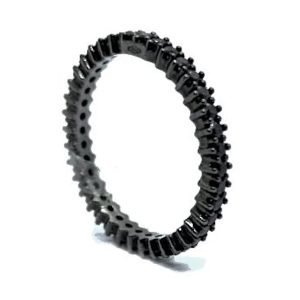 Anello Donna Oro 18kt Smaltato Fedina Zirconi Neri