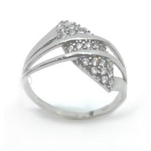 Anello Donna Oro Bianco 18kt Fasce Zirconi