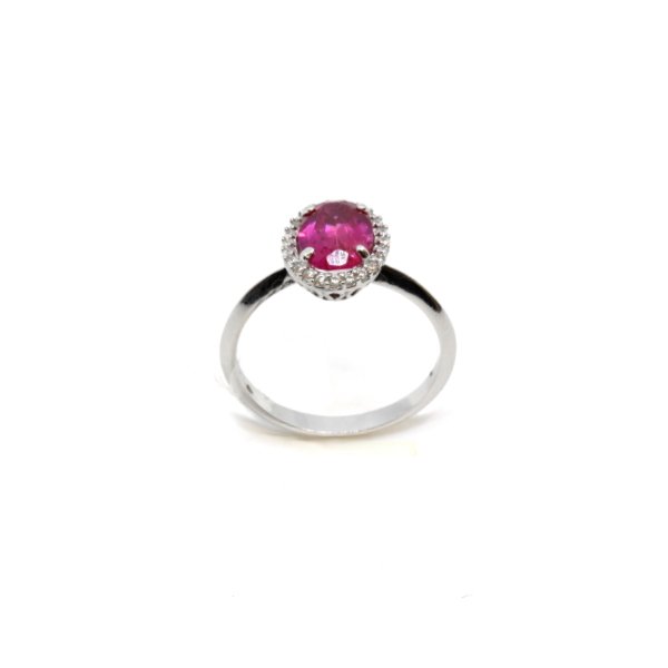 Anello Donna Oro Bianco 18kt Zircone Rosa 1 Anello Donna Oro Bianco 18kt Zircone Rosa