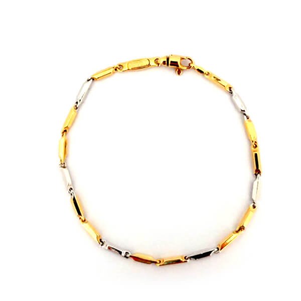 Bracciale Uomo Cilindri Alternati Oro Bianco Giallo 1 Bracciale Uomo Cilindri Alternati Oro Bianco Giallo