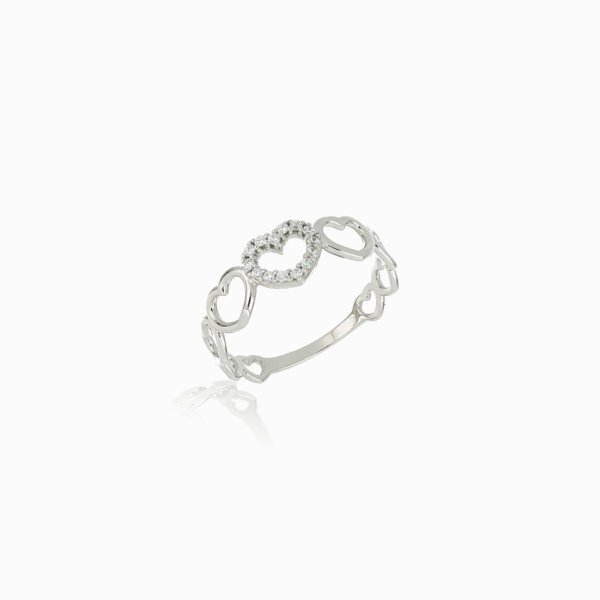 Anello Donna Oro Bianco 9kt Cuori 1 Anello Donna Oro Bianco 9kt Cuori
