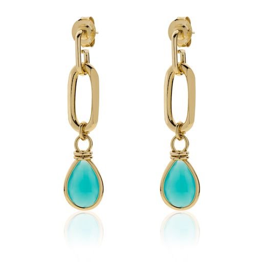 Orecchini Unoaerre Bronzo Dorato Cristallo Turchese 1 Orecchini Unoaerre Bronzo Dorato Cristallo Turchese