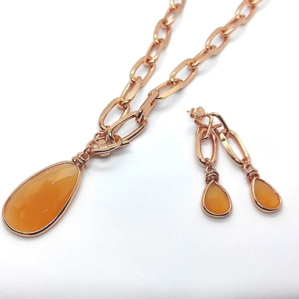 Orecchini Unoaerre 006EX00038000-2044 2 Oreccchini Unoaerre Bronzo Dorato Ambra