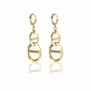 Orecchini Unoaerre in bronzo dorato stile maglie catena con travesino000EXO4331000-1877
