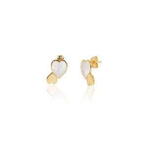 Orecchini Unoaerre Oro Giallo 9 kt Cuori e Madreperla