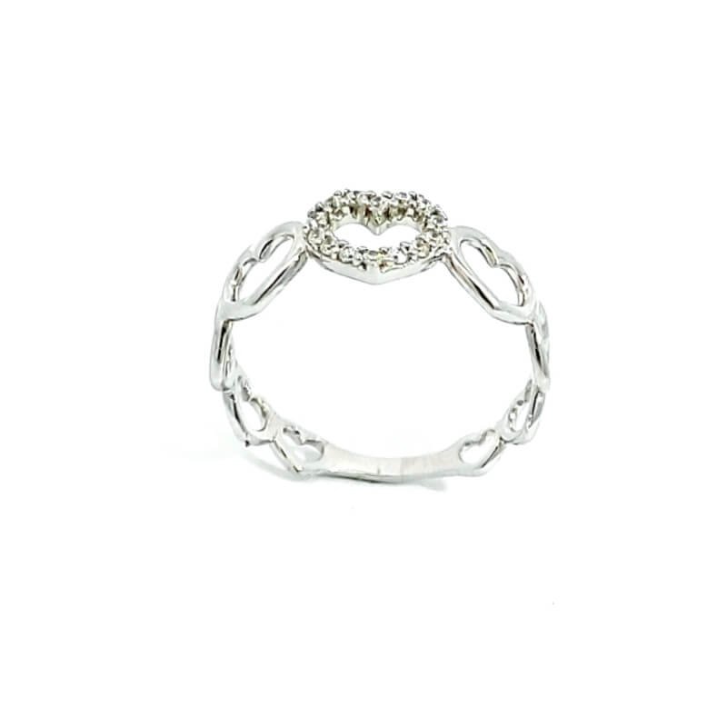 Anello Donna Oro Bianco 9kt Cuori 2 Anello Donna Oro Bianco 9kt Cuori