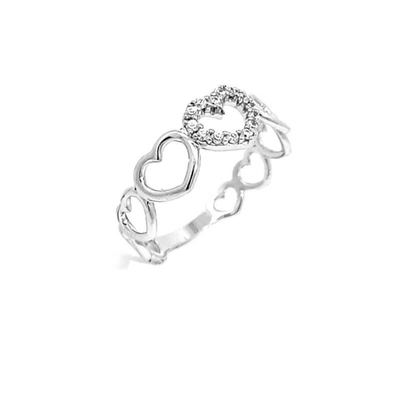 Anello Donna Oro Bianco 9kt Cuori 4 Anello Donna Oro Bianco 9kt Cuori
