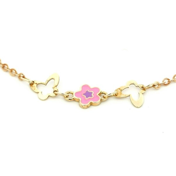 Bracciale Donna Oro 9kt Fiore Rosa 2 Bracciale Donna Oro 9kt Fiore Rosa