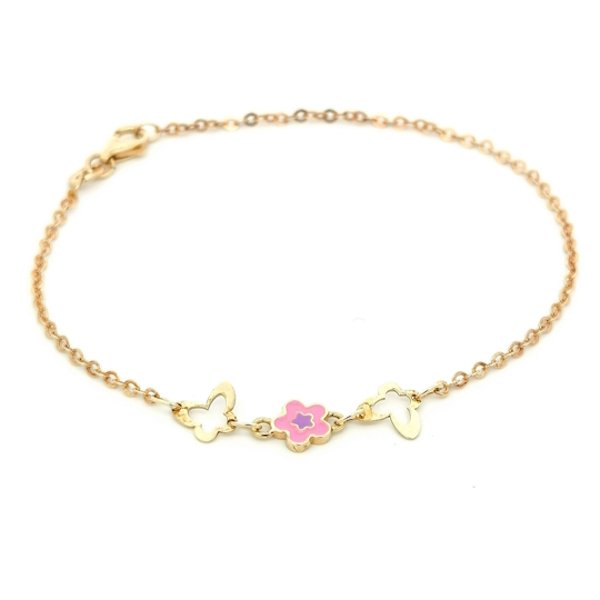 Bracciale Donna Oro 9kt Fiore Rosa 1 Bracciale Donna Oro 9kt Fiore Rosa