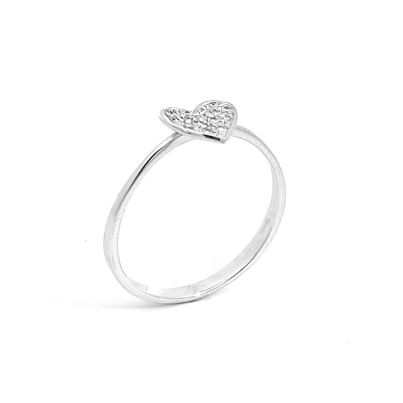 Anello Donna Oro Bianco 9kt Cuore 1 Anello Donna Oro Bianco 9kt Cuore