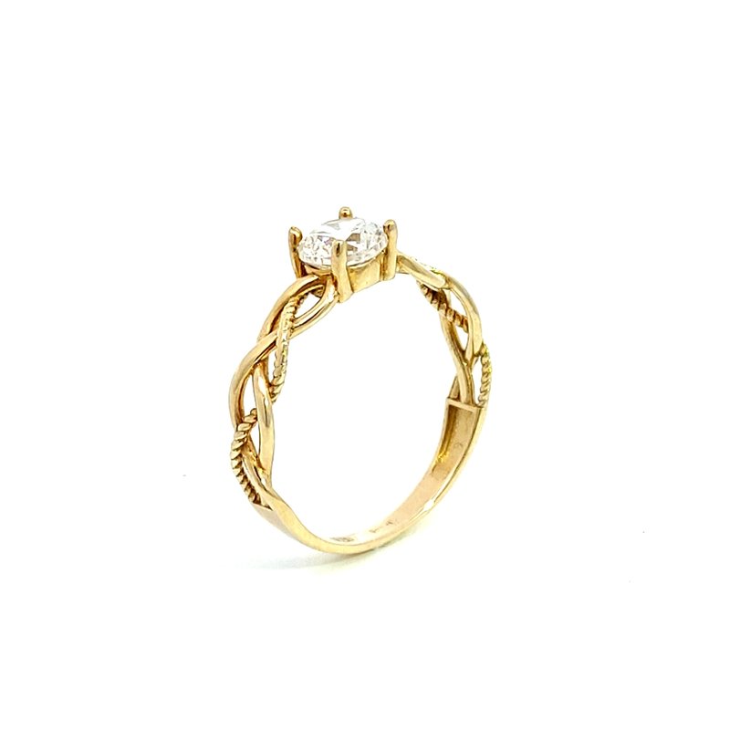 Anello Donna Oro 9kt Solitario Intercciato 1 Anello Donna Oro 9kt Solitario Intercciato