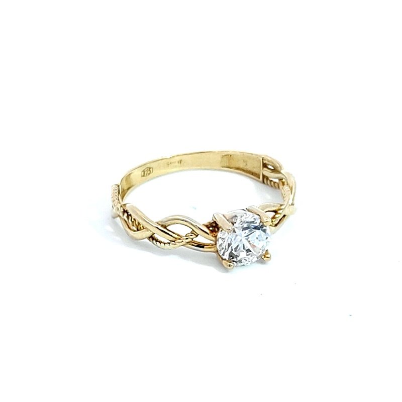 Anello Donna Oro 9kt Solitario Intercciato 2 Anello Donna Oro 9kt Solitario Intercciato