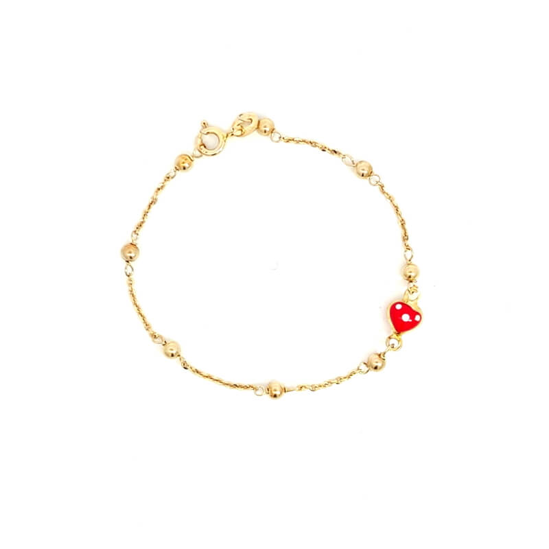 Bracciale Bambina/Ragazza Oro 9kt Cuore Laccato 2 Bracciale Bambina/Ragazza Oro 9kt Cuore Laccato