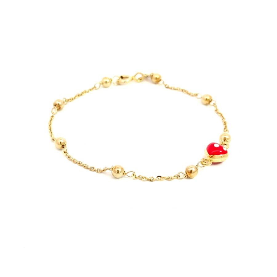 Bracciale Bambina/Ragazza Oro 9kt Cuore Laccato 1 Bracciale Bambina/Ragazza Oro 9kt Cuore Laccato