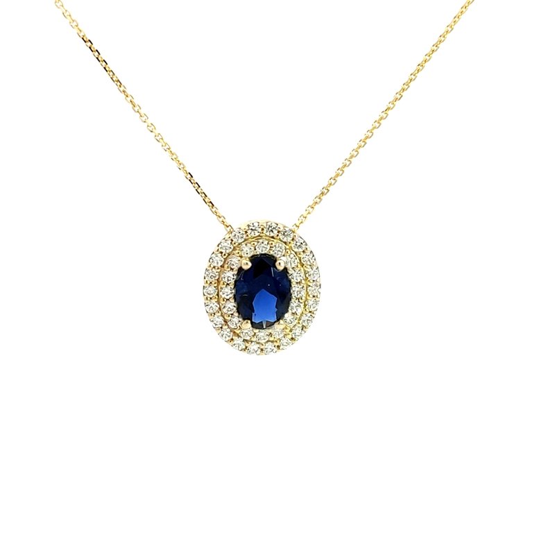 Collana Donna Oro 9kt Zircone Blu Ovale 1 Collana Donna Oro 9kt Zircone Blu Ovale