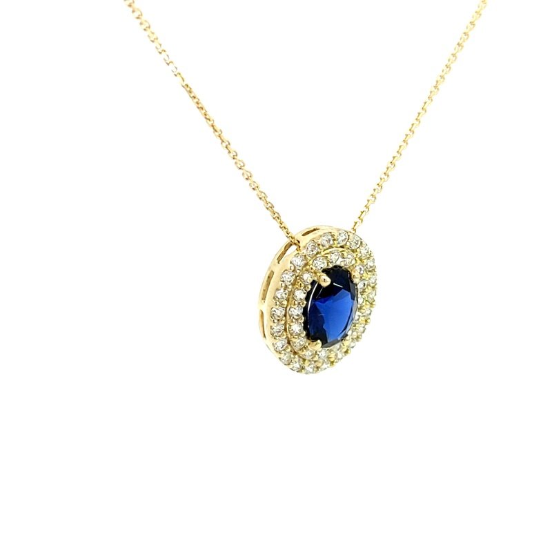 Collana Donna Oro 9kt Zircone Blu Ovale 2 Collana Donna Oro 9kt Zircone Blu Ovale