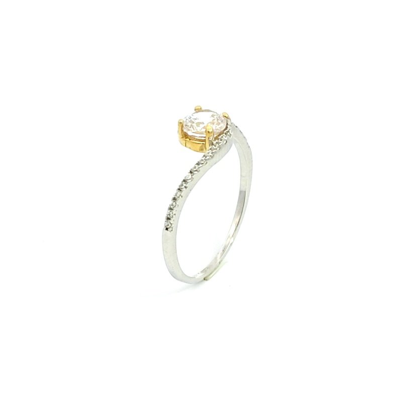 Anello Donna Oro Bianco 18kt Solitario Contornato da Zirconi 2 Anello Donna Oro Bianco 18kt Solitario Contornato da Zirconi
