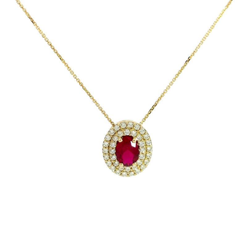 Collana Donna Oro 9kt Zircone Rosso Ovale 1 Collana Donna Oro 9kt Zircone Rosso Ovale