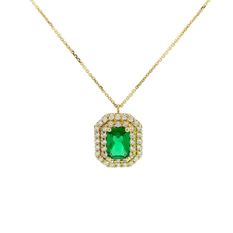 Collana Donna Oro 9kt Zircone Verde 1 Collana Donna Oro 9kt Zircone Verde
