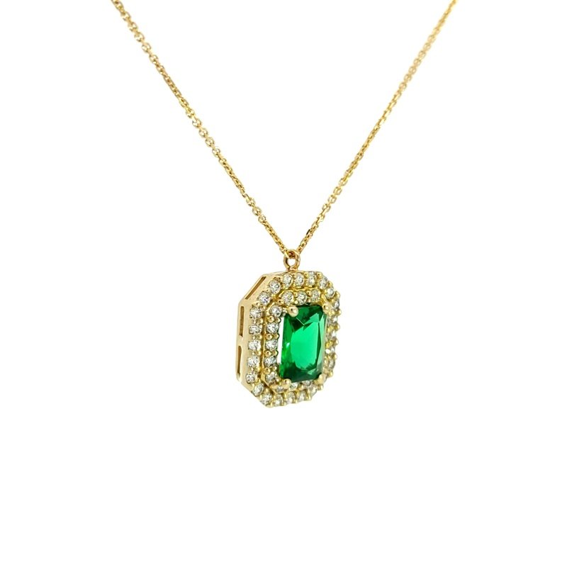 Collana Donna Oro 9kt Zircone Verde 2 Collana Donna Oro 9kt Zircone Verde