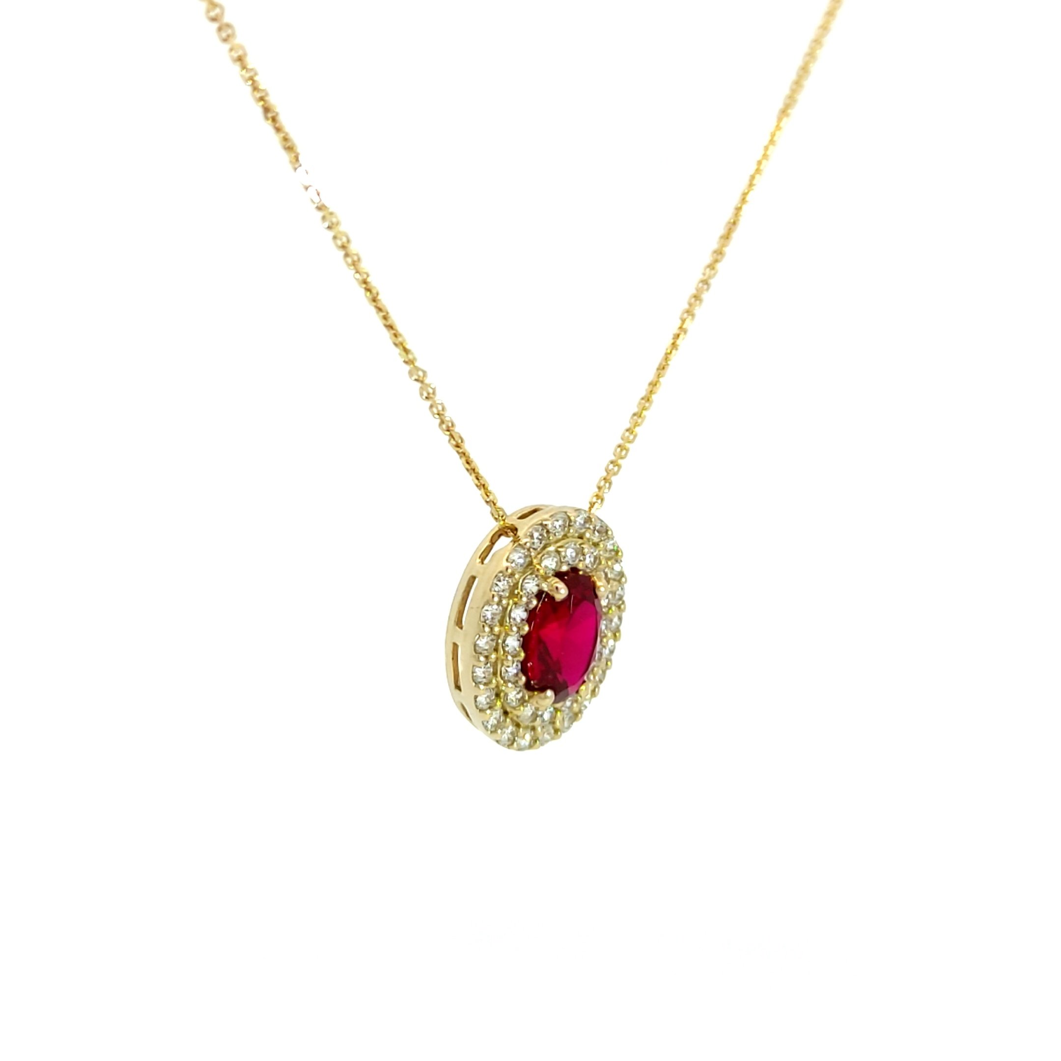Collana Donna Oro 9kt Zircone Rosso Ovale 2 Collana Donna Oro 9kt Zircone Rosso Ovale
