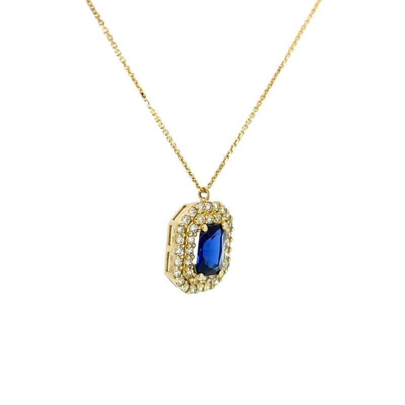 Collana Donna Oro 9kt Zircone Blu 2 Collana Donna Oro 9kt Zircone Blu