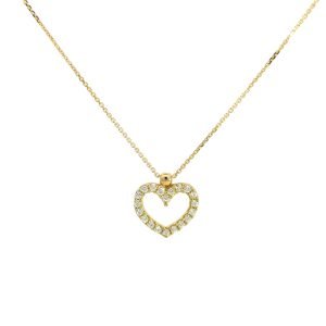 Collana Donna Oro 9kt Cuore Zirconi