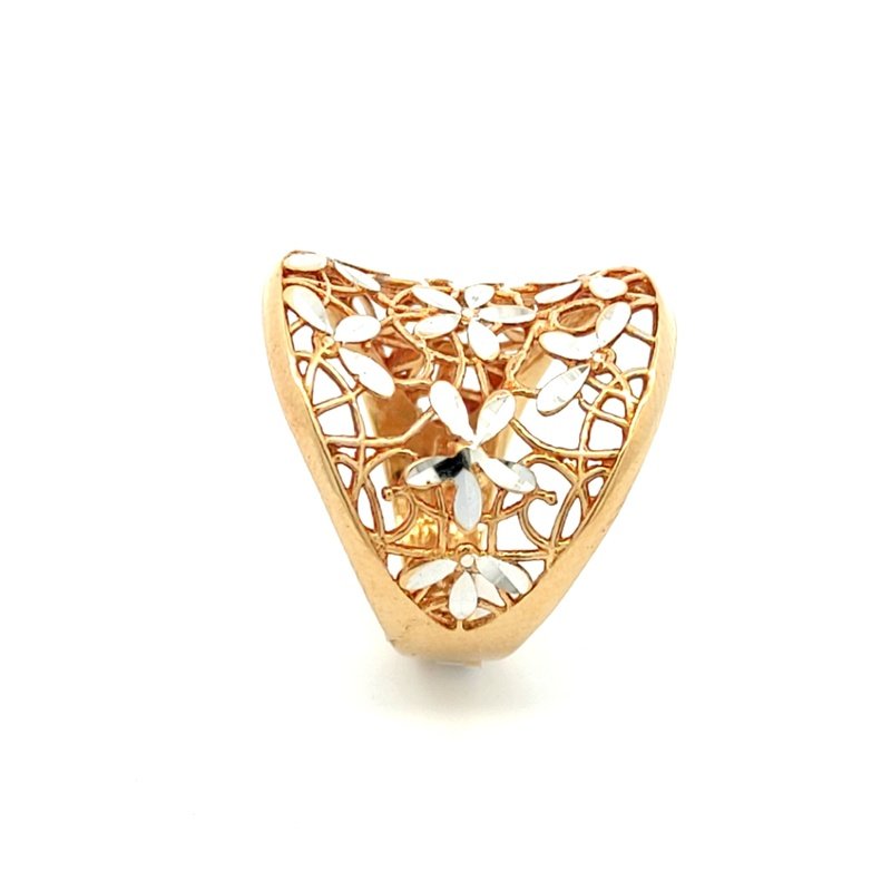 Anello Donna Oro 18kt Fascia Fiori 2 Anello Donna Oro 18kt Fascia Fiori