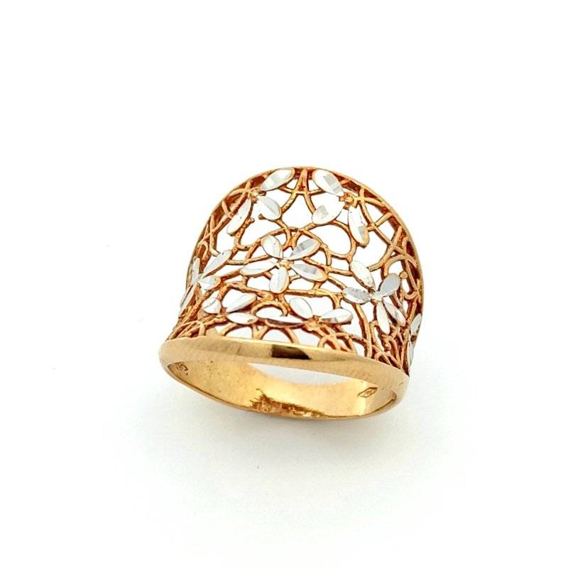 Anello Donna Oro 18kt Fascia Fiori 3 Anello Donna Oro 18kt Fascia Fiori
