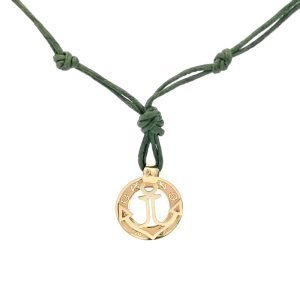 Ciondolo Uomo Oro 9kt Ancora Corda Verde