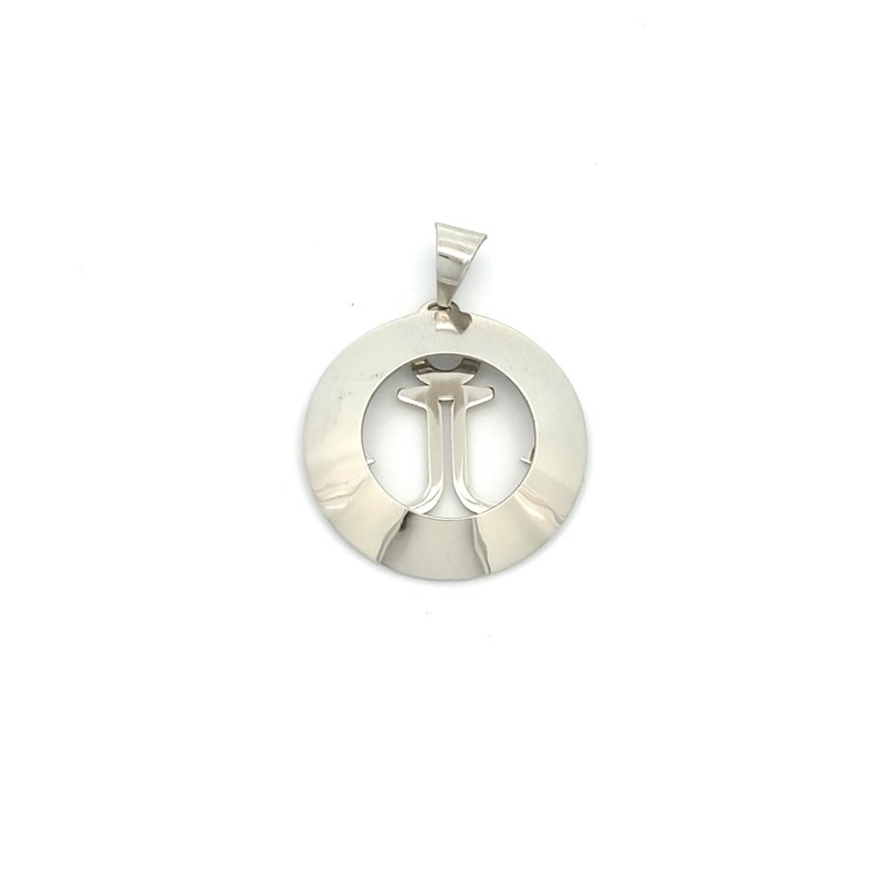 Ciondolo Uomo Oro Bianco 9kt Ancora 3 Ciondolo Uomo Oro Bianco 9kt Ancora