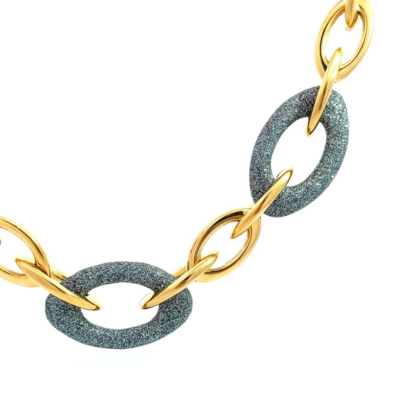 Catena Donna Acciaio Bicolor Brillantinata 2 Catena Donna Acciaio Bicolor Brillantinata