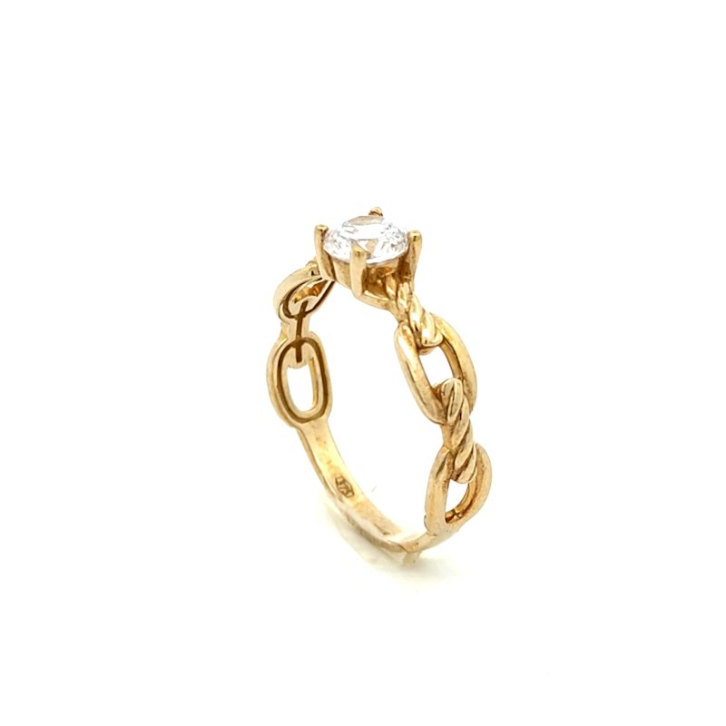 Anello Donna Oro 9kt Solitario Montatura a Catena 1 Anello Donna Oro 9kt Solitario Montatura a Catena