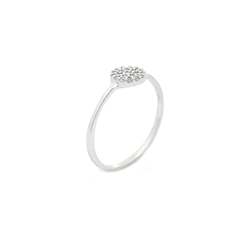 Anello Donna Oro Bianco 9kt Centrale Tondo Zirconi 1 Anello Donna Oro Bianco 9kt Centrale Tondo Zirconi