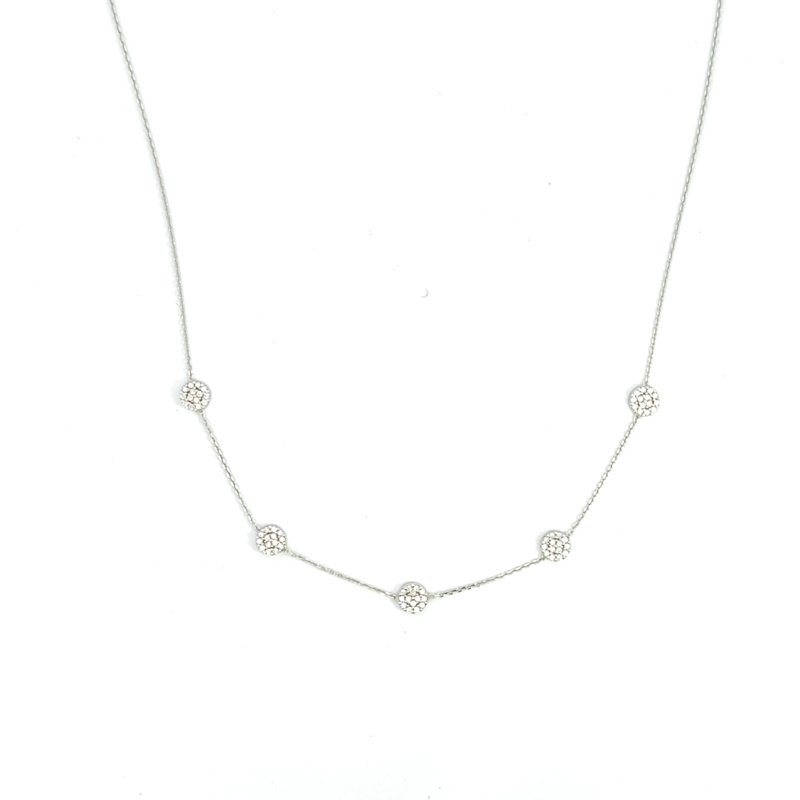 Collana Donna Oro Bianco Cinque Cerchietti con Zirconi 1 Collana Donna Oro Bianco Cinque Cerchietti con Zirconi