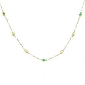 Collana Donna Oro Giallo 18kt Pietre Ovali