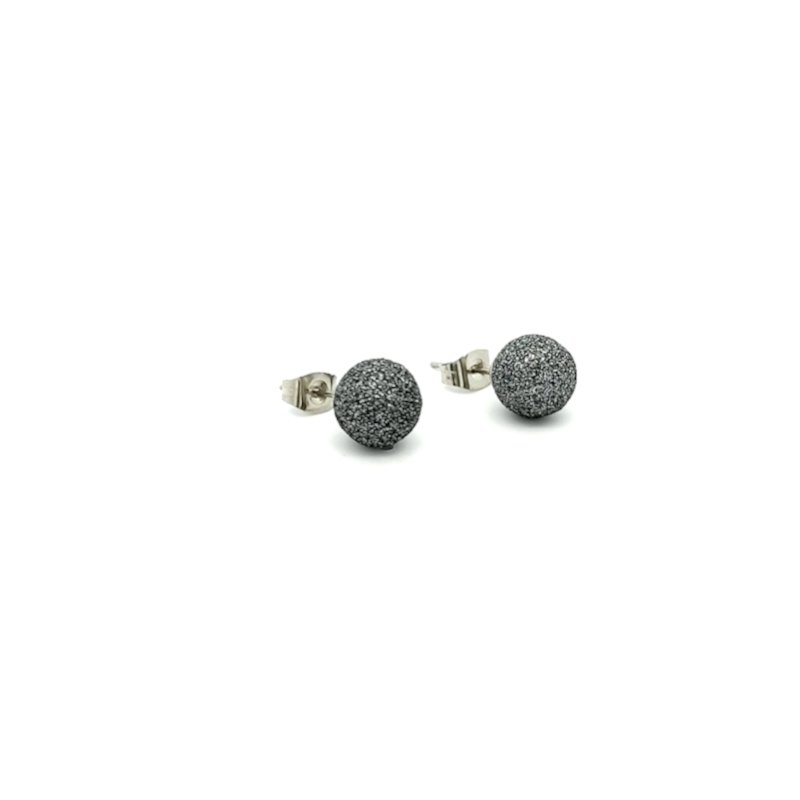 Orecchini Donna in Acciaio Sfera Antracite Brillantinata 1 Orecchini Donna in Acciaio Sfera Antracite Brillantinata