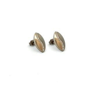 Orecchini Donna in Acciaio Ovale Bicolor Con Zirconi