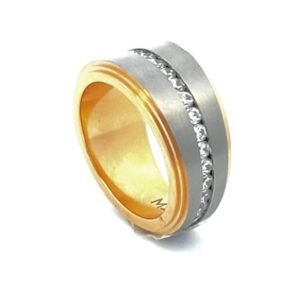 Anello Donna Cem Acciaio Bicolore Zirconi