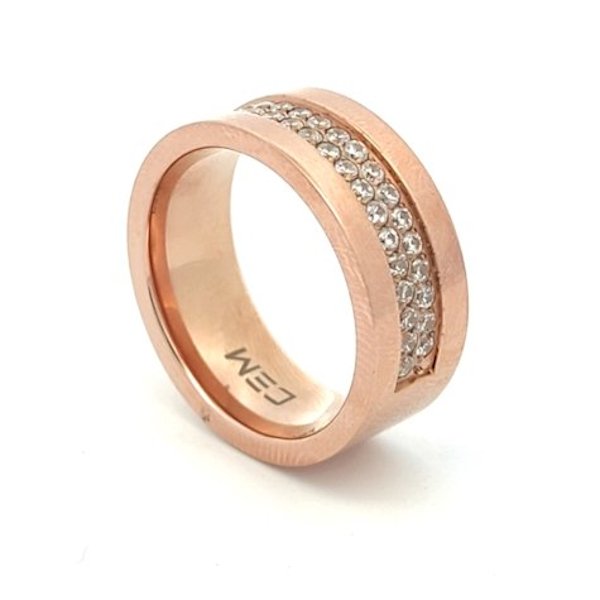 Anello Donna Cem Rosè A Fascia Con Zirconi 1 Anello Donna Cem Rosè A Fascia Con Zirconi