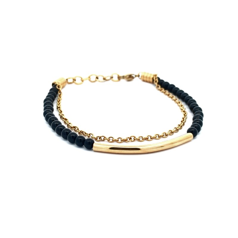 Bracciale Donna Cem Acciaio Dorato Pallini Neri Catenina Interna 1 Bracciale Donna Cem Acciaio Dorato Pallini Neri Catenina Interna