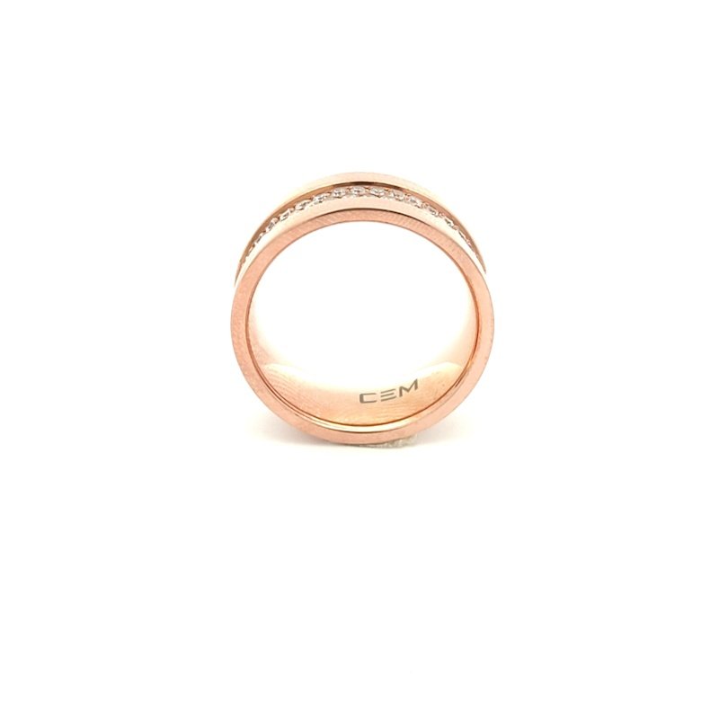 Anello Donna Cem Rosè A Fascia Con Zirconi 2 Anello Donna Cem Rosé A Fascia Con Zirconi