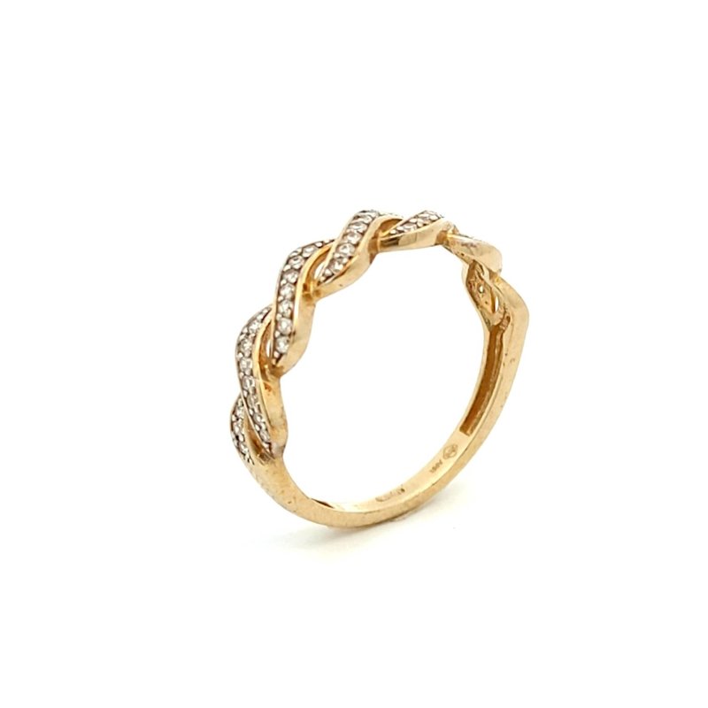 Anello Donna Oro 9kt Treccia con Zirconi 1 Anello Donna Oro 9kt Treccia con Zirconi