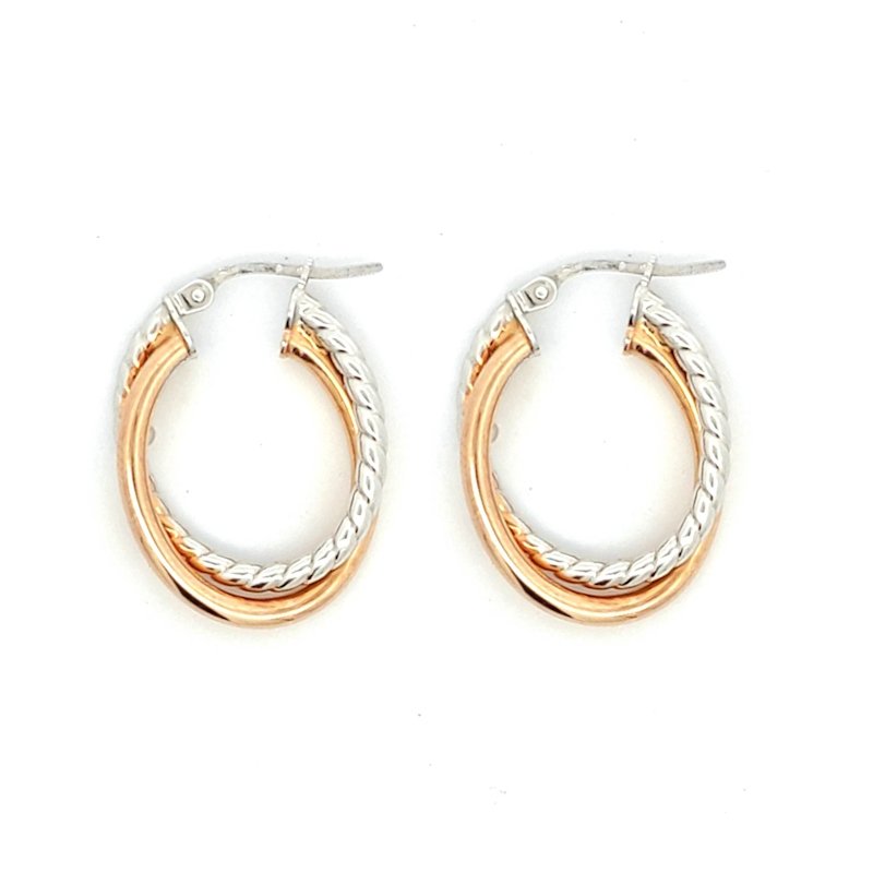 Orecchini Cerchi Oro 9kt Doppio Bicolor 1 Orecchini Cerchi Oro 9kt Doppio Bicolor