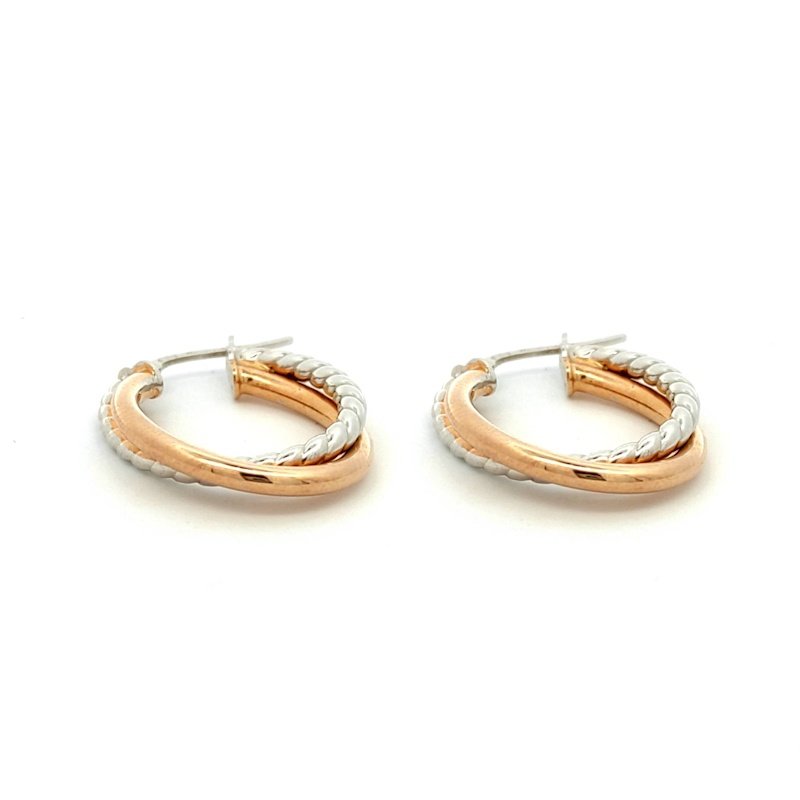 Orecchini Cerchi Oro 9kt Doppio Bicolor 2 Orecchini Cerchi Oro 9kt Doppio Bicolor